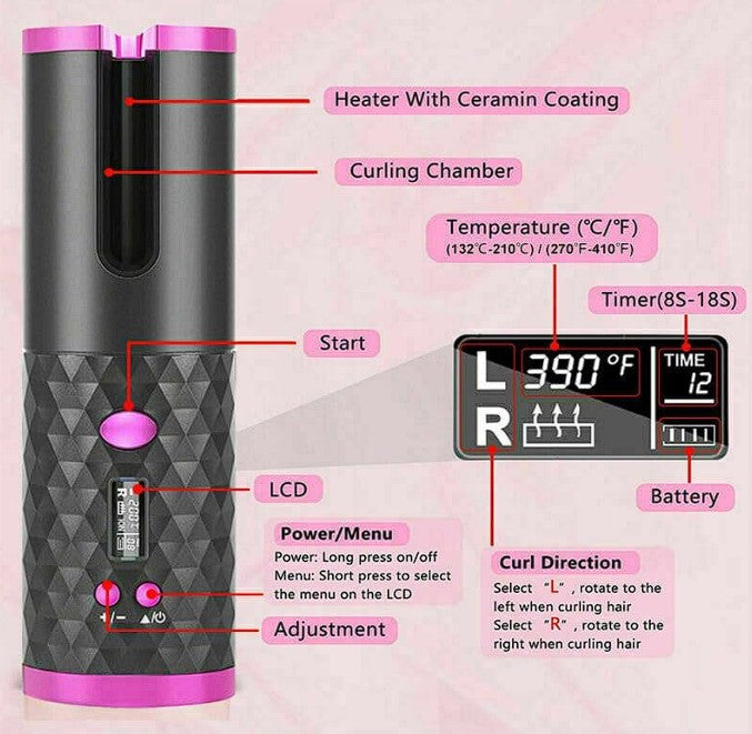 PixelShop® - Cordless Automatic Hair Curler